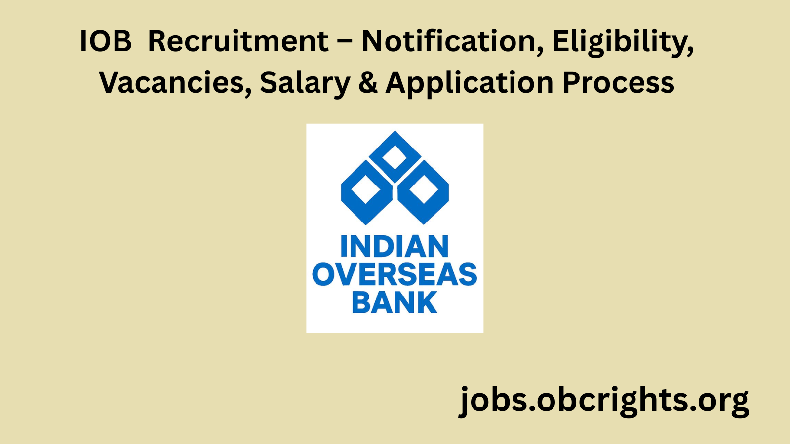IOB Recruitment – Notification, Eligibility, Vacancies, Salary & Application Process