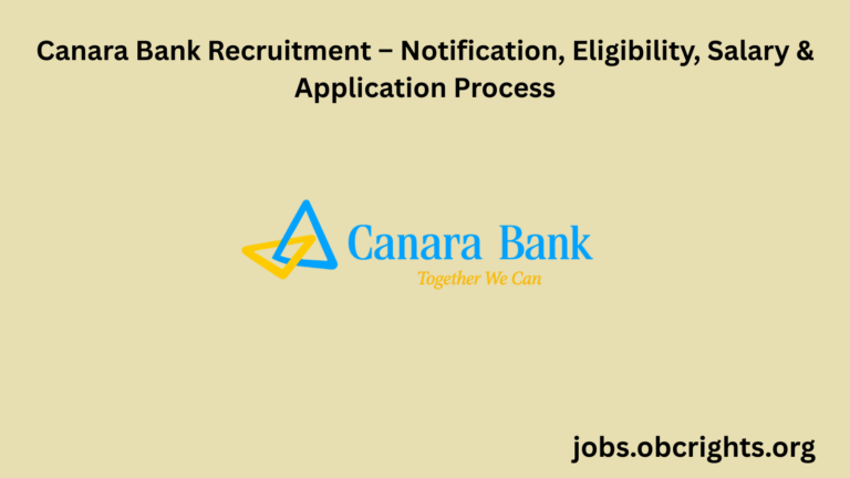 Canara Bank Recruitment – Notification, Eligibility, Salary & Application Process