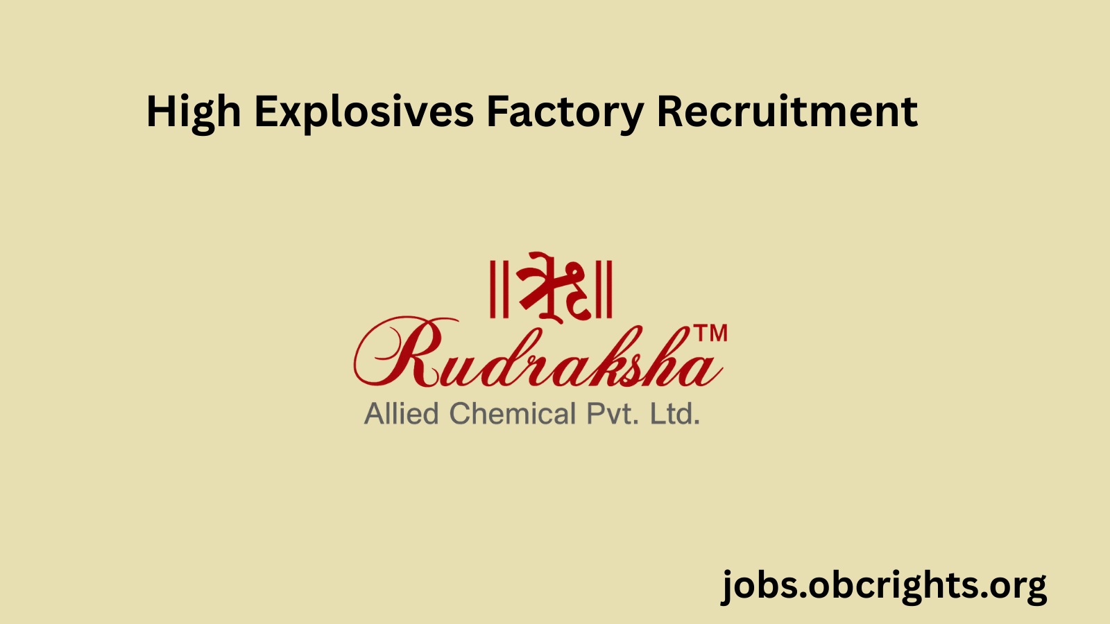 High Explosives Factory Recruitment