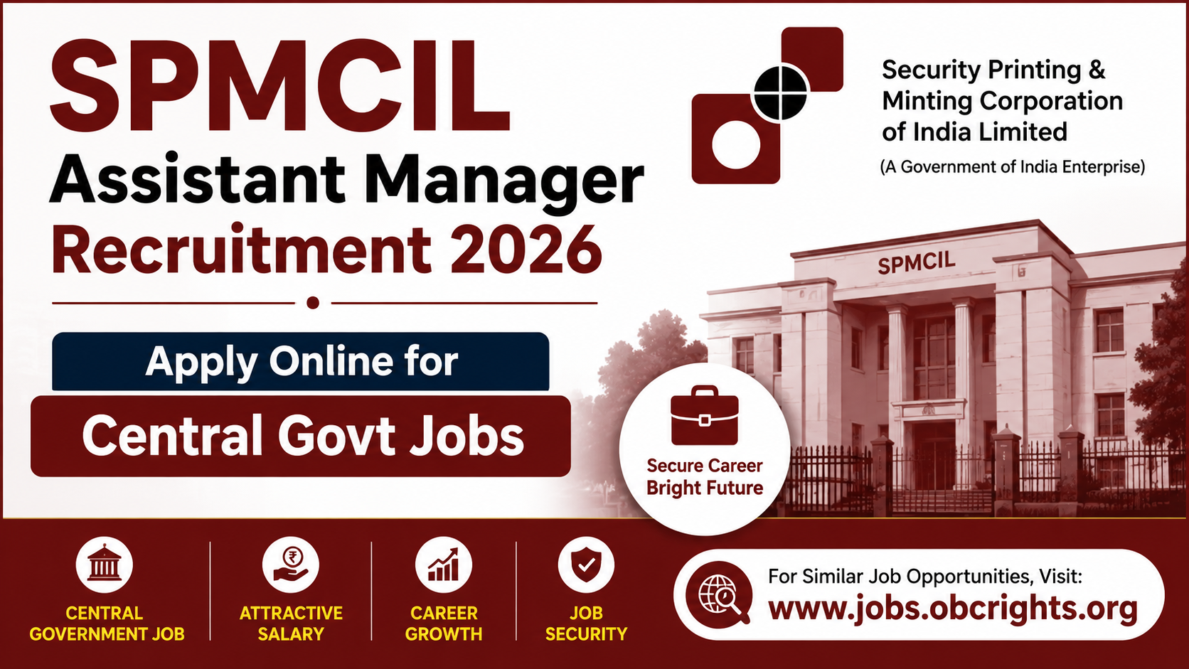 SPMCIL Assistant Manager Recruitment 2026 – Apply Online for Central Govt Jobs