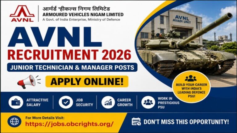 AVNL Recruitment 2026 – Junior Technician & Manager Posts | Apply Online