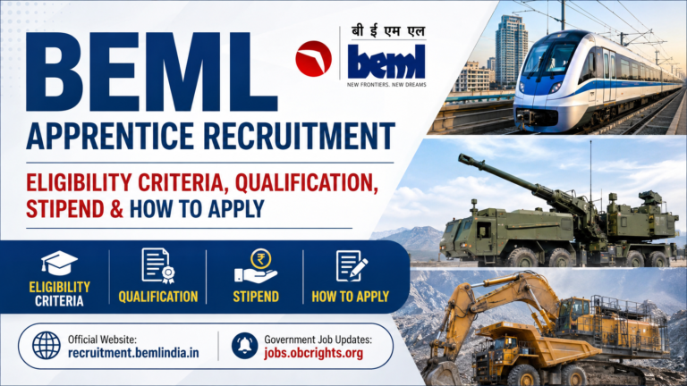 BEML Apprentice Recruitment – Eligibility Criteria, Qualification, Stipend & How to Apply