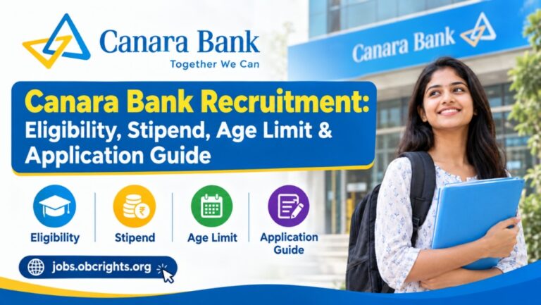 Canara Bank Recruitment 2026 Eligibility, Stipend, Age Limit & Application Guide
