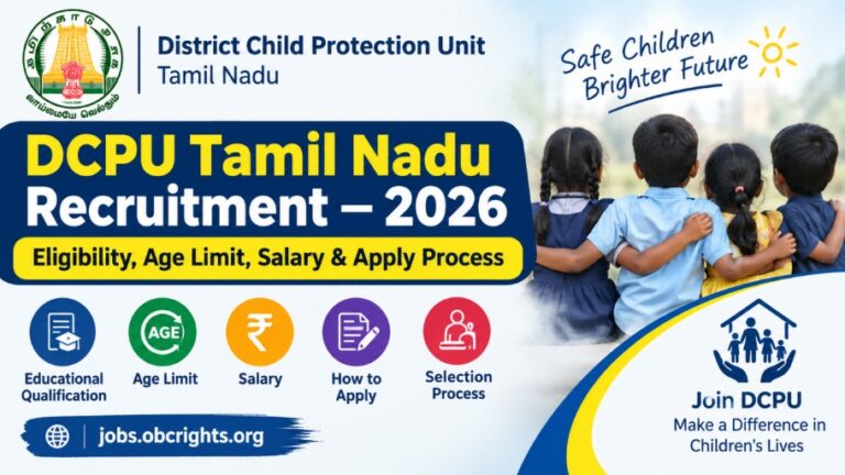 DCPU Tamil Nadu Recruitment 2026 – Eligibility, Age Limit, Salary & Apply Process