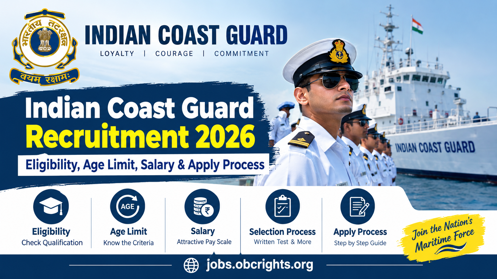 Indian Coast Guard Recruitment 2026 – Eligibility, Age Limit, Salary & Apply Process